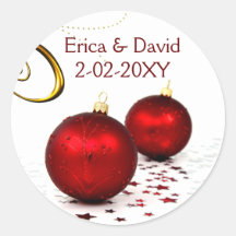 red ornament  winter wedding stickers