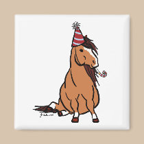 Red Party Pony magnets