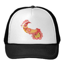 Red Peacock Mesh Hats
