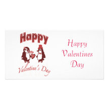 Red Penguin Happy Valentines Day Photo Greeting Card