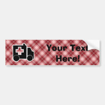 Red Plaid Ambulance Bumper Sticker