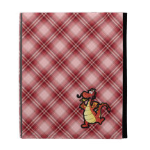 Red Plaid Cartoon Dragon iPad Folio Covers