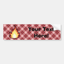 Red Plaid Fire Flame Bumper Sticker