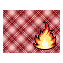 Red Plaid Fire Flame Post Cards