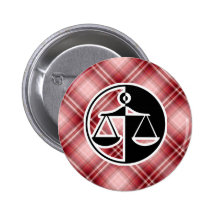 Red Plaid Justice Scales Button