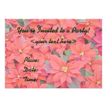 Red Poinsettias Holiday Party Invitation
