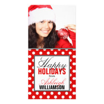 Red Polka Dot Happy Holidays Photo Cards