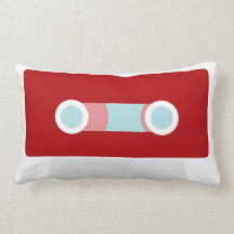 Red Retro Cassette Tape Throw Pillow