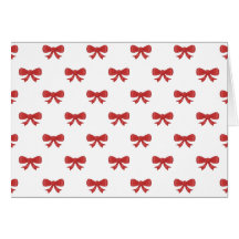 Red Ribbon Bow Pattern, on White. Cards