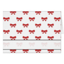 Red Ribbon Bow Pattern on White. Greeting Card