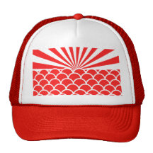 Red Rising Sun Japanese inspired pattern Mesh Hats