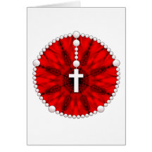 Red Rosary Dream Catcher Greeting Cards