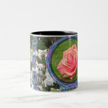 Red Rose Blue and White Flowers Coffee Mug