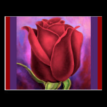 Red Rose Flower Painting - Multi postcards