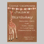 Red Rose Giraffes Birthday Invitation invitations