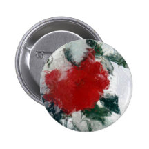 Red Rose in Snow Pinback Buttons