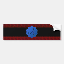 Red rose monogram bumper sticker