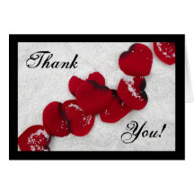 Red Rose Petals in Snow, Winter Wedding Cards
