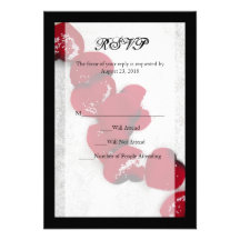 Red Rose Petals in Snow, Winter Wedding Custom Announcements