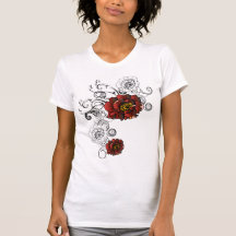 Red Rose Swirls Tee Shirt