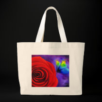 Red Rose With Butterfly Painting Art - Multi bags