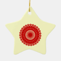 Red Round Lace Pattern Graphic. Ornaments