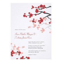 Red Sakuras Cherry Blossoms Spring Wedding Invite