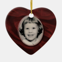 Red Satin Heart Memorial Ornament