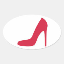 Red Shoe Pumps Oval Sticker