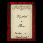 Red Silk and Parchment Gothic Wedding Invitation invitations