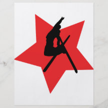 red ski jump icon flyer design