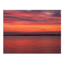 Red Sky Sunset over the Bay Postcards