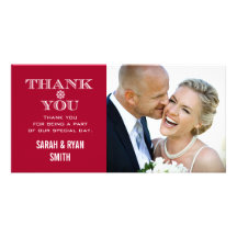Red Snowflake Wedding Photo Thank You Cards Personalised Photo Card
