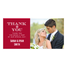 Red Snowflake Wedding Photo Thank You Cards Personalised Photo Card