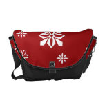 Red snowflakes pattern messenger bags