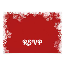 Red Snowflakes RSVP Card Custom Announcements