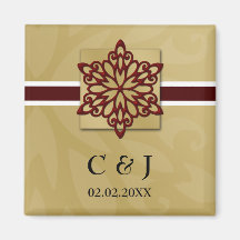 red snowflakes save the date magnets