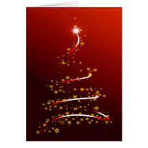 RED SPARKLE CHRISTMAS TREE GREETING CARD