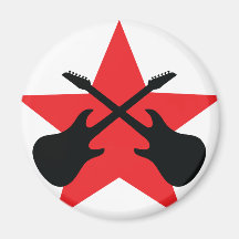 Red Star crossed guitars Magnets