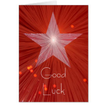 Red Star 'Good luck' vertical greetings card