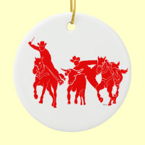 Red Steer Wrestler ornaments
