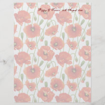 Red Summer Poppies Guest Message Paper Personalized Flyer