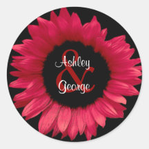 Red Sunflower Wedding Sticker