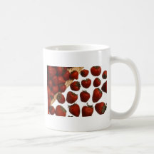 red sweet strawberries mugs