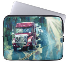 Red Tanker Truck Driver's Art Laptop Sleeve