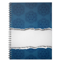 Red torn paper and patterns notebooks
