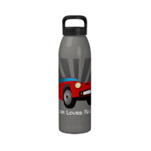 Red Toy Sports Race Car Boys Kids Water Bottle