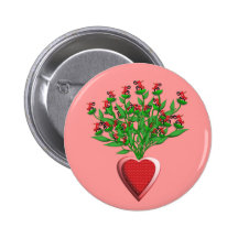 Red Tractor Bouquet Button