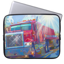 Red Transporter Truck Driver's Art Laptop Sleeve