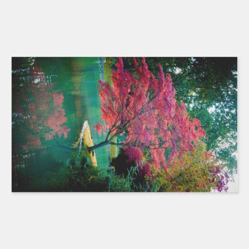 Red tree rectangular sticker
